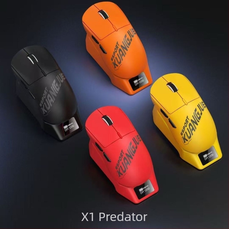 Mouse de gaming cu stație de încărcare wireless, macro RGB programare, model X1 Predator, 1200 dpi, 6 niveluri DPI, 5 taste, rază de acțiune 1,8 m