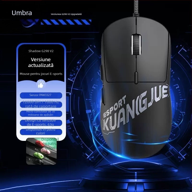 Mouse de gaming cu stație de încărcare wireless, macro RGB programare, model X1 Predator, 1200 dpi, 6 niveluri DPI, 5 taste, rază de acțiune 1,8 m
