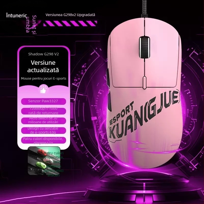 Mouse de gaming cu stație de încărcare wireless, macro RGB programare, model X1 Predator, 1200 dpi, 6 niveluri DPI, 5 taste, rază de acțiune 1,8 m