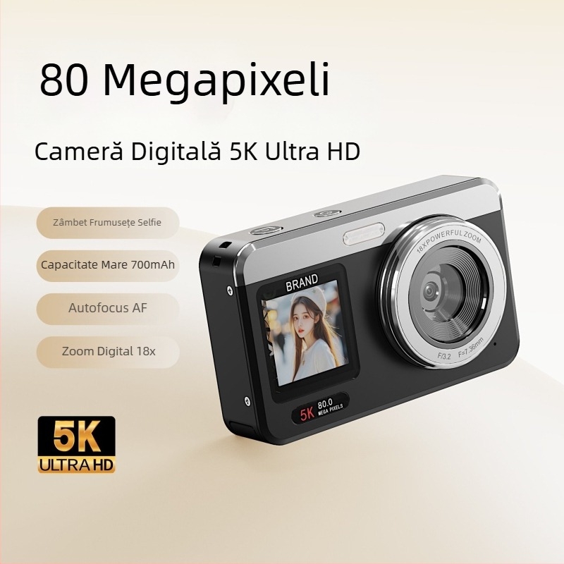 Cameră SD CMOS profesională cu zoom optic 18x, senzor de 80 MP, ecran LCD de 2,8 inch, stocare microSD, suport pentru fotografiere pe timp de noapte