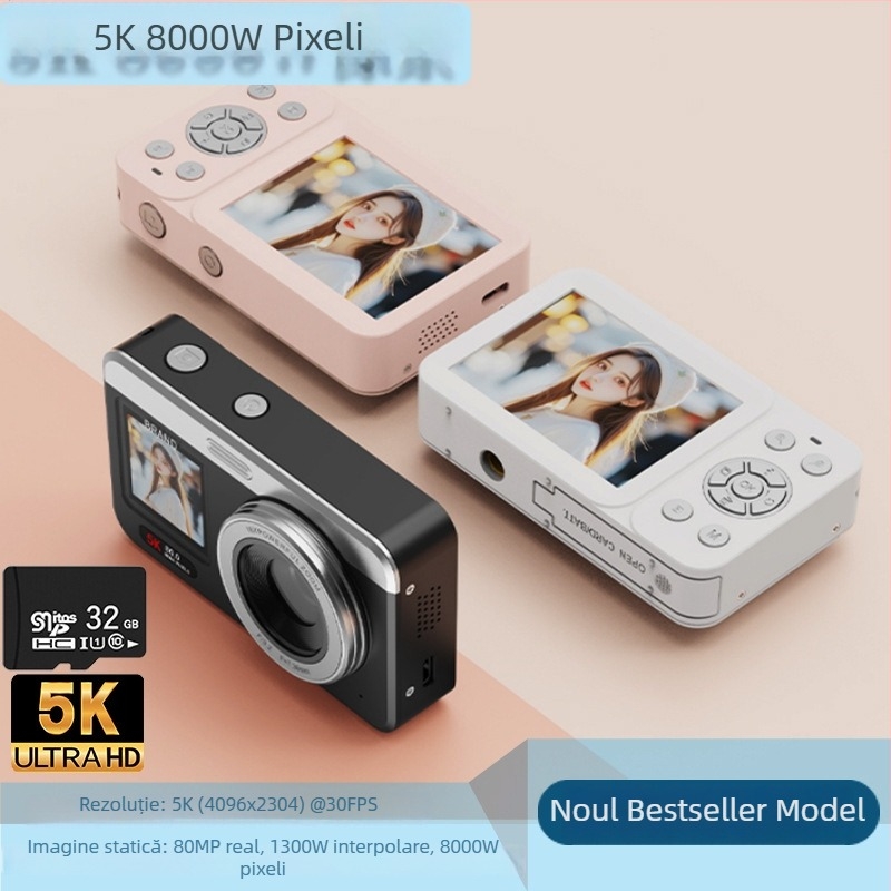 Cameră SD CMOS profesională cu zoom optic 18x, senzor de 80 MP, ecran LCD de 2,8 inch, stocare microSD, suport pentru fotografiere pe timp de noapte