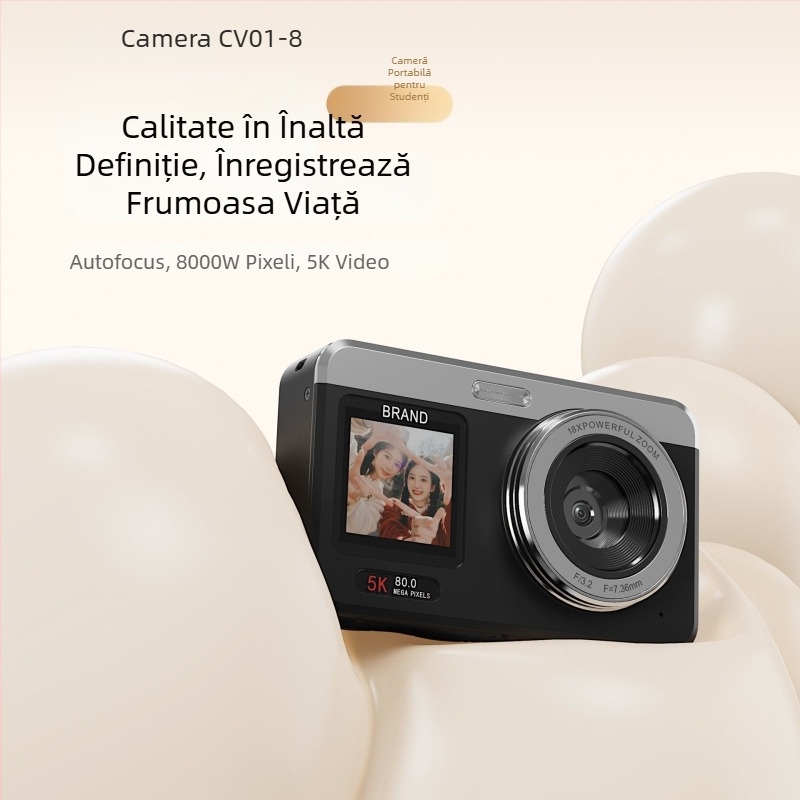 Cameră SD CMOS profesională cu zoom optic 18x, senzor de 80 MP, ecran LCD de 2,8 inch, stocare microSD, suport pentru fotografiere pe timp de noapte