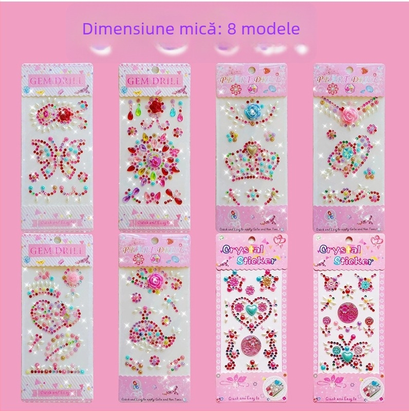 Set DIY pentru copii: 24 autocolante acrilice 3D cristale, pietre strălucitoare, realizate manual