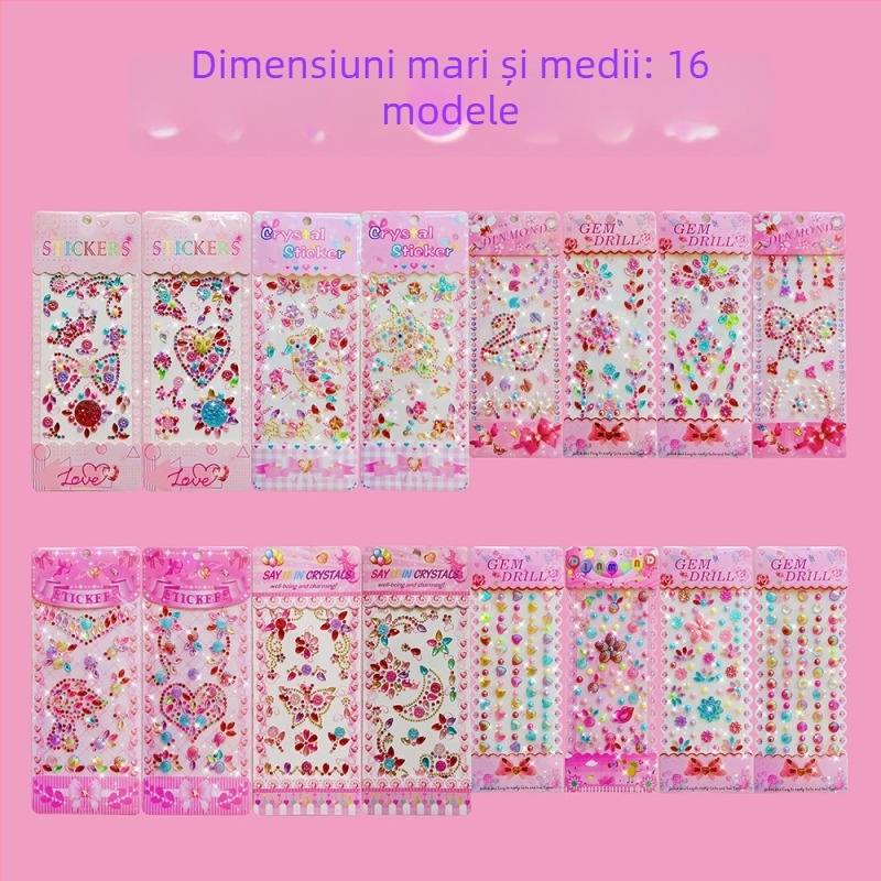 Set DIY pentru copii: 24 autocolante acrilice 3D cristale, pietre strălucitoare, realizate manual