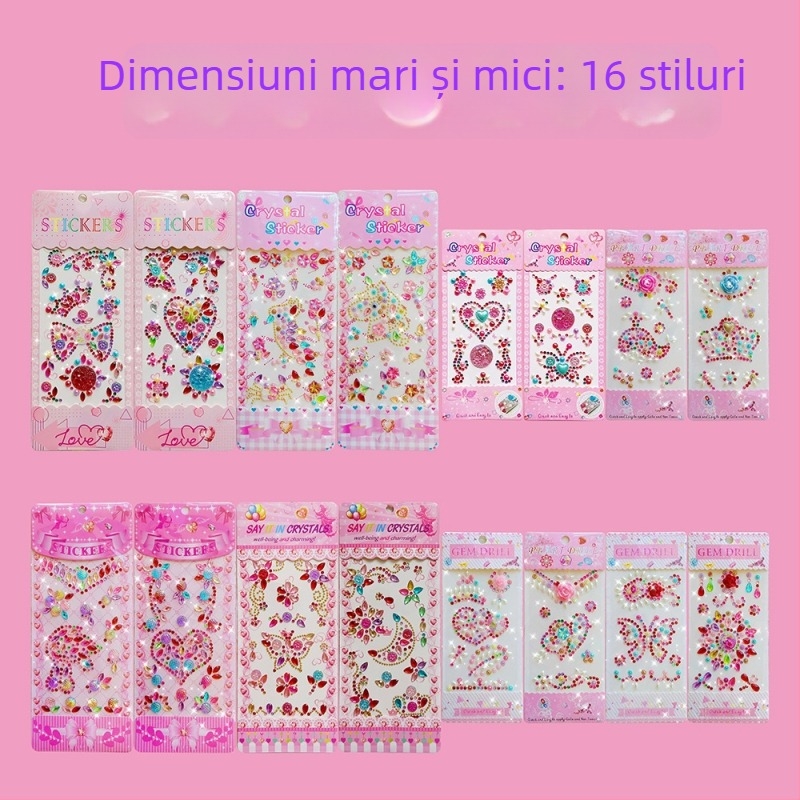 Set DIY pentru copii: 24 autocolante acrilice 3D cristale, pietre strălucitoare, realizate manual