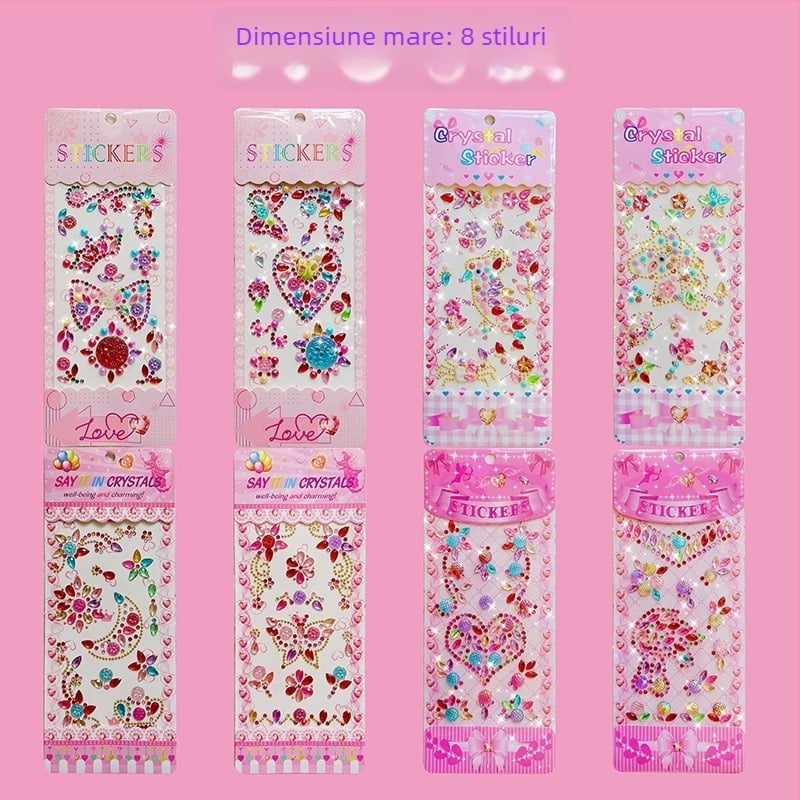 Set DIY pentru copii: 24 autocolante acrilice 3D cristale, pietre strălucitoare, realizate manual