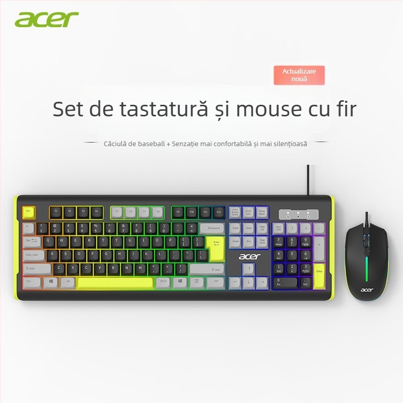 Set tastatură și mouse cu keypad numeric, conexiune USB, utilizare în birou