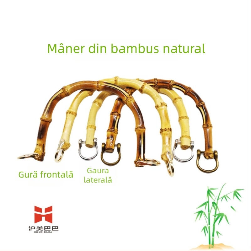 Mâner de geantă din bambus, în formă U, cu îmbinări naturale din bambus – accesorii pentru bagaje