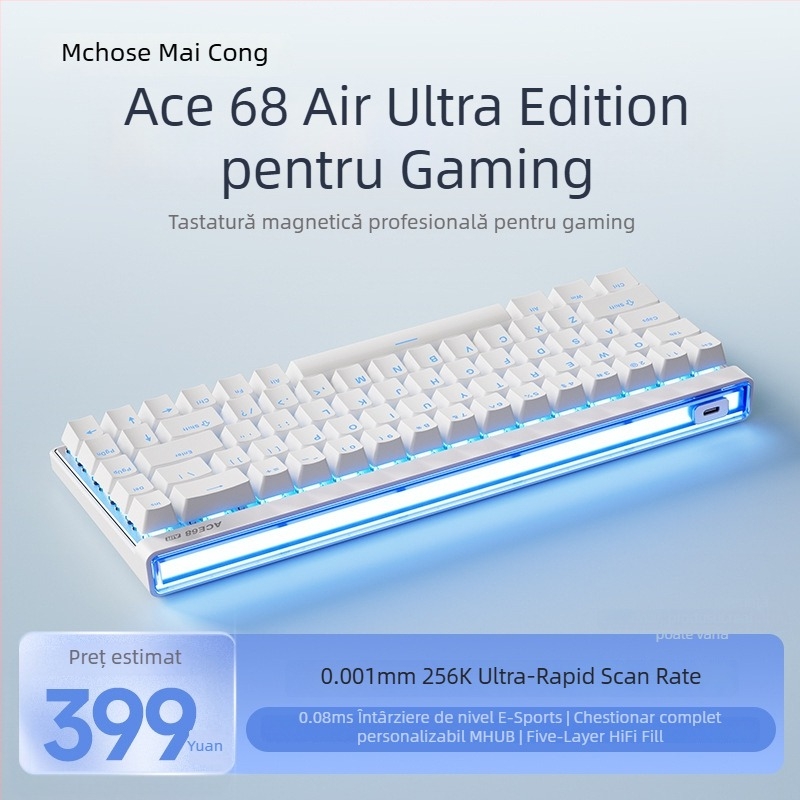 Tastatură gaming cu ax magnetic Taishan, până la 87 taste, conectată prin cablu, iluminare RGB