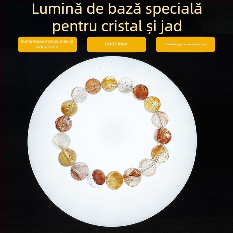 Lumină LED portabilă pentru inspectia bijuteriilor, bază din cristal, 20W, 5V, temperatură de culoare reglabilă 2500K–9900K