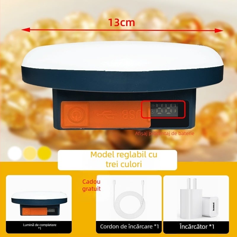Lumină LED portabilă pentru inspectia bijuteriilor, bază din cristal, 20W, 5V, temperatură de culoare reglabilă 2500K–9900K