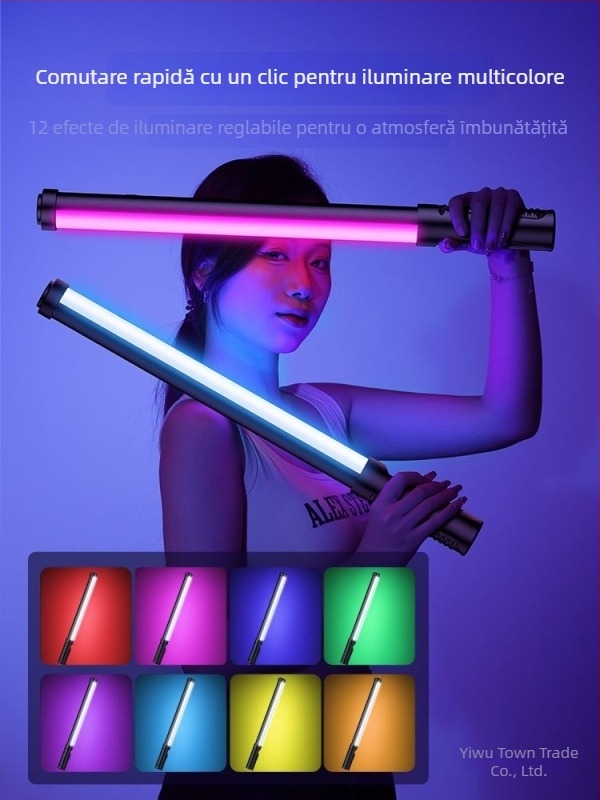 Băț de iluminat RGB pentru fotografie și video, iluminare de umplere portabilă pentru interior, 3 temperaturi de culoare, sub 10W, Huibei