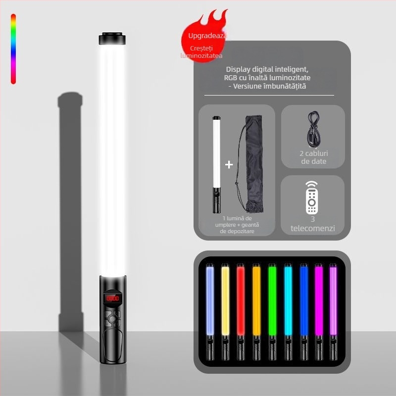 Băț de iluminat RGB pentru fotografie și video, iluminare de umplere portabilă pentru interior, 3 temperaturi de culoare, sub 10W, Huibei