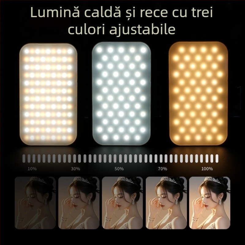 Lumină de umplere mini pentru fotografie, streaming live și selfie, YOLANS N13, 10–50W, trei temperaturi de culoare