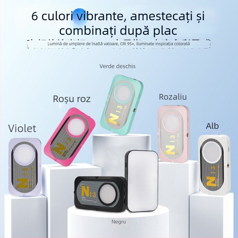 Lumină de umplere mini pentru fotografie, streaming live și selfie, YOLANS N13, 10–50W, trei temperaturi de culoare