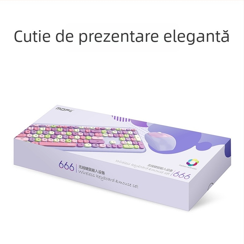Set de tastatură și mouse fără fir, Model 666, tastatură USB, mouse USB, Mofii