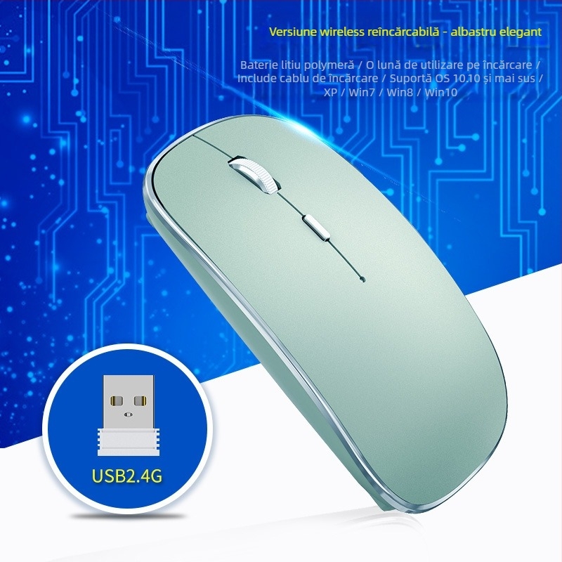 Mouse fără fir, 1600 DPI, 2.4GHz USB, 4 butoane, reîncărcabil