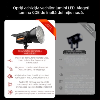 Lumină de umplere LED YM-SS-600, 100W, 3 temperaturi de culoare, 110-220V, pentru fotografie live