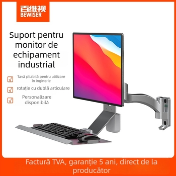 Bewiser suport monitor cu montare pe perete – pliabil, din aliaj de aluminiu, suport pentru mouse și tastatură