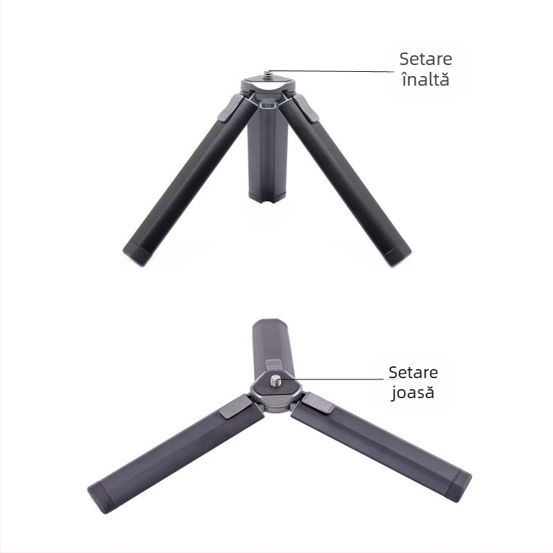 ST100 trepied de birou din aliaj de aluminiu, reglaj telescopic în două etape, înălțime 11.5–30 cm, capacitate de încărcare până la 2 kg