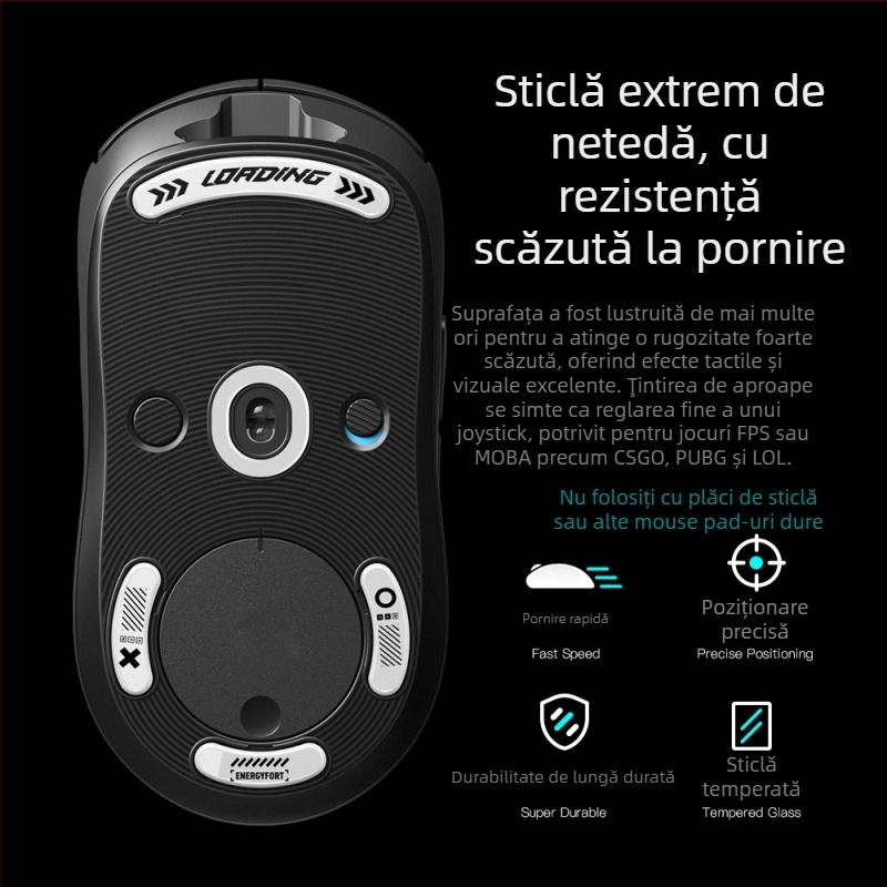 Set de tălpi pentru mouse din sticlă temperată pentru GPW1 generație – alunecare ridicată, formare la rece, proces OEM