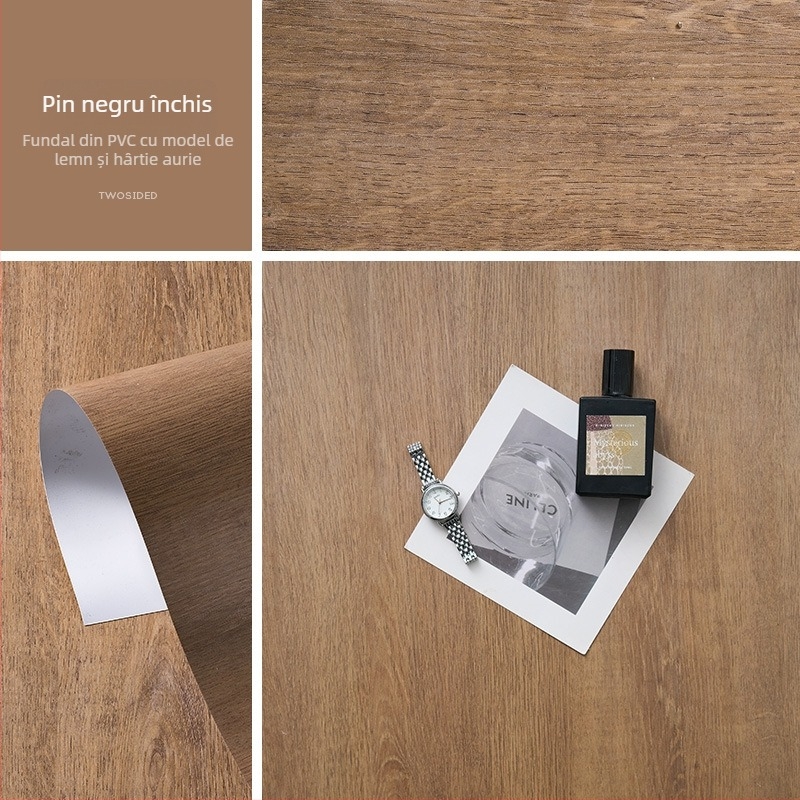 Fundal din PVC cu textură lemn 3D pentru fotografia de alimente, stil retro