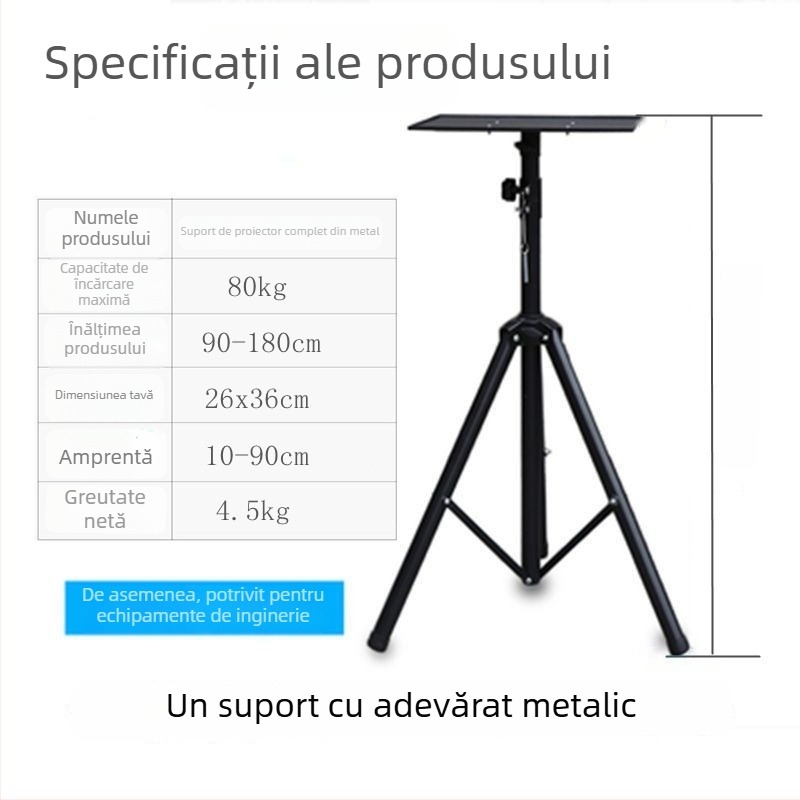 Suport universal pentru proiector pe podea cu pan/tilt, mobil și pliabil