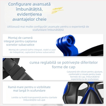 Mască de scufundări cu suport pentru cameră, corp din silicon+PC, ZMZDIVE