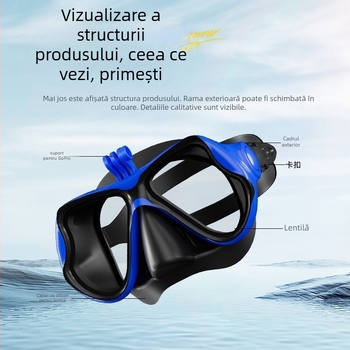 Mască de scufundări cu suport pentru cameră, corp din silicon+PC, ZMZDIVE