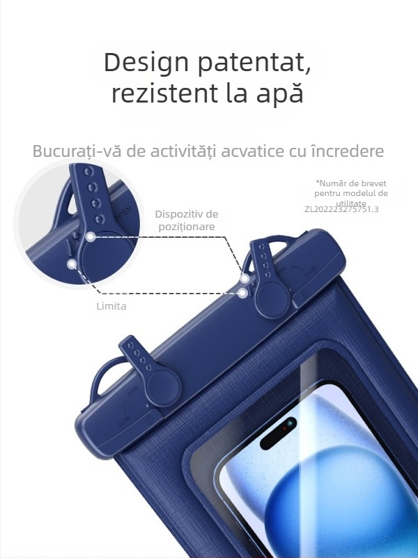 Husă impermeabilă pentru telefon IPX8, cu ecran tactil, design plutitor din burete, curea crossbody, volum mare, potrivită pentru telefoane până la 7,2 inch