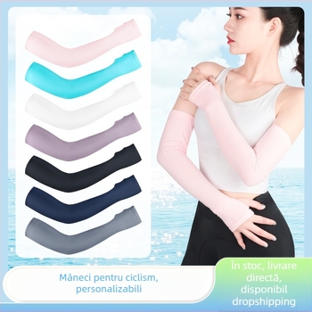 Manșete pentru brațe pentru activități în aer liber — material Spandex/Lycra, silicon antiderapant pe partea superioară, logo imprimat, cusături cu patru ace pe șase fire, unisex