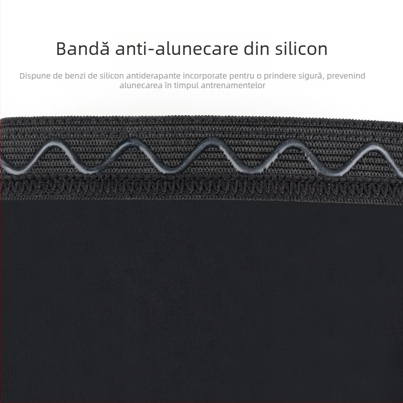 Manșete pentru brațe pentru activități în aer liber — material Spandex/Lycra, silicon antiderapant pe partea superioară, logo imprimat, cusături cu patru ace pe șase fire, unisex
