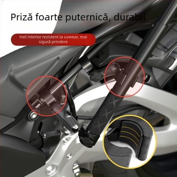Sistem de montaj pentru motocicletă pentru camere de acțiune | Aliaj de aluminiu + ABS, clemă puternică | Compatibil Insta360 și GoPro