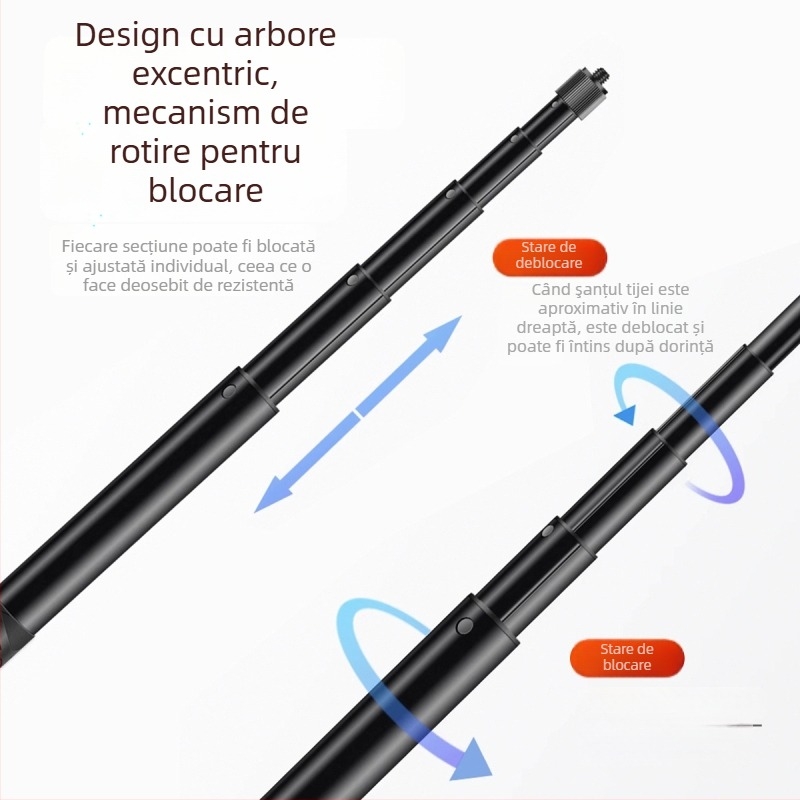 Sistem de montaj pentru motocicletă pentru camere de acțiune | Aliaj de aluminiu + ABS, clemă puternică | Compatibil Insta360 și GoPro