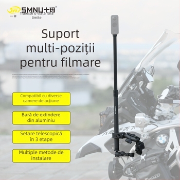 Suport fotografic, set în formă de U pentru filmări cu mai multe camere; aliaj de aluminiu; încărcare 500 g; 3 secțiuni; compatibil cu motocicletă