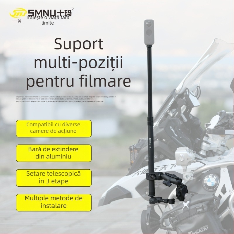 Suport fotografic, set în formă de U pentru filmări cu mai multe camere; aliaj de aluminiu; încărcare 500 g; 3 secțiuni; compatibil cu motocicletă