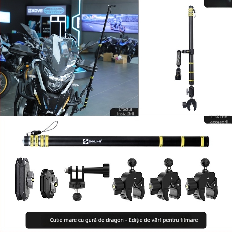 Suport fotografic, set în formă de U pentru filmări cu mai multe camere; aliaj de aluminiu; încărcare 500 g; 3 secțiuni; compatibil cu motocicletă