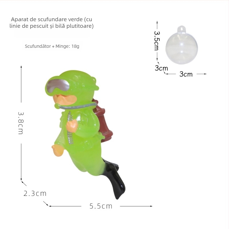 Ornament PVC pentru acvariu, figură plutitoare în stil cartoon: vrăjitoare mică scafandru, 50 g