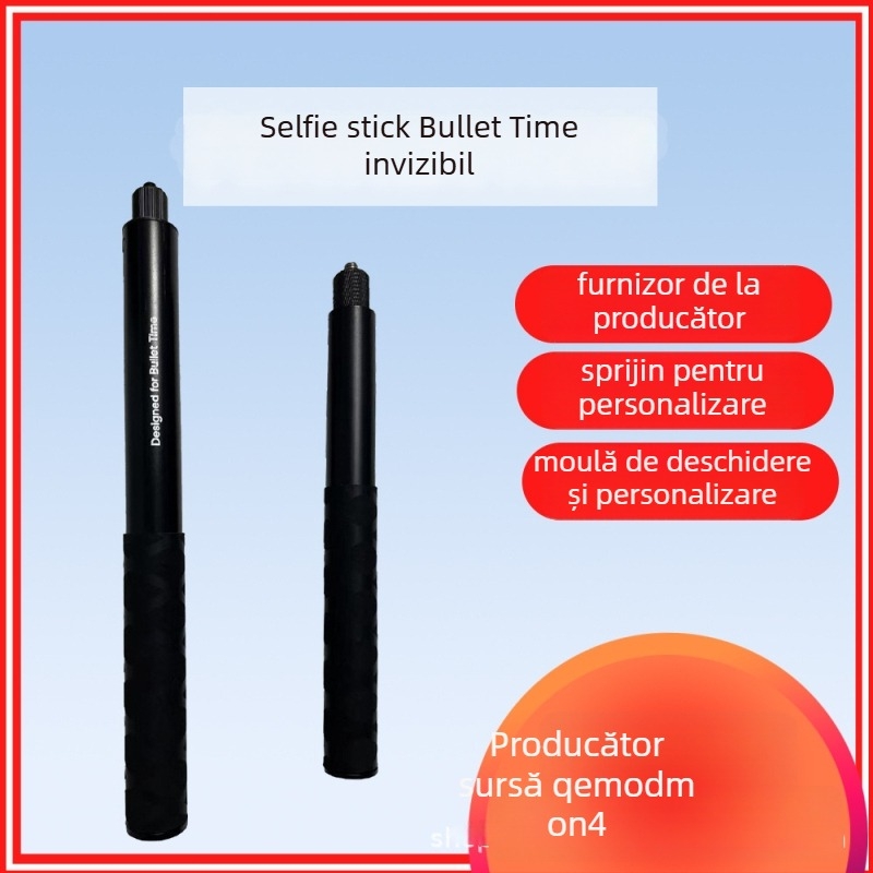 Baston pentru selfie din aluminiu, compatibil Insta360 X3/X4/X5, 4 secțiuni, sarcină maximă 2–5 kg, model Straight pull 1230