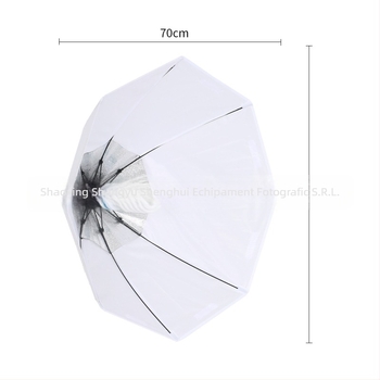 Set de iluminat fotografic cu softbox în formă de umbrelă și cap lampă cu montaj rapid; Model SHB-001; Materiale: husă Oxford; Include: soft box, țesătură moale, husă; Certificat CE; Greutate 0.7 kg