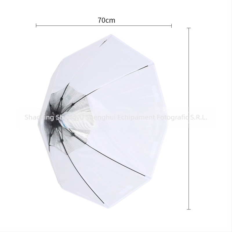 Set de iluminat fotografic cu softbox în formă de umbrelă și cap lampă cu montaj rapid; Model SHB-001; Materiale: husă Oxford; Include: soft box, țesătură moale, husă; Certificat CE; Greutate 0.7 kg