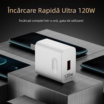 Încărcător rapid de 120W pentru Huawei, Honor, Oppo și dispozitive Android — QC 4.0, ieșire 120W, compatibil universal