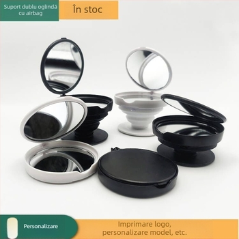 Suport de masă pentru oglindă de makeup, oglindă pătrată din sticlă, capac rabatabil, oglindă cu două fețe, ABS teleskopikos pliabil