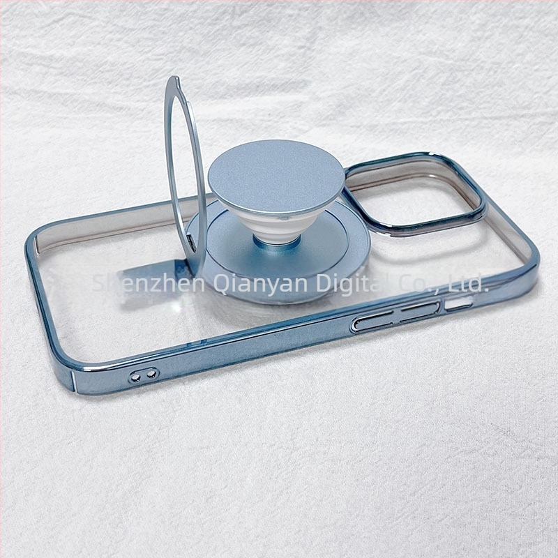 Suport magnetic pentru telefon cu montaj snap-on, braț telescopic pliabil, bază circulară cu ventuză magnetică, compatibil universal, materiale ABS+TPU+magnet+aluminiu