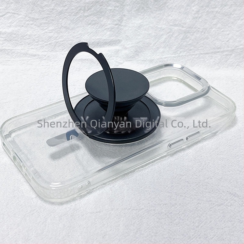 Suport magnetic pentru telefon cu montaj snap-on, braț telescopic pliabil, bază circulară cu ventuză magnetică, compatibil universal, materiale ABS+TPU+magnet+aluminiu