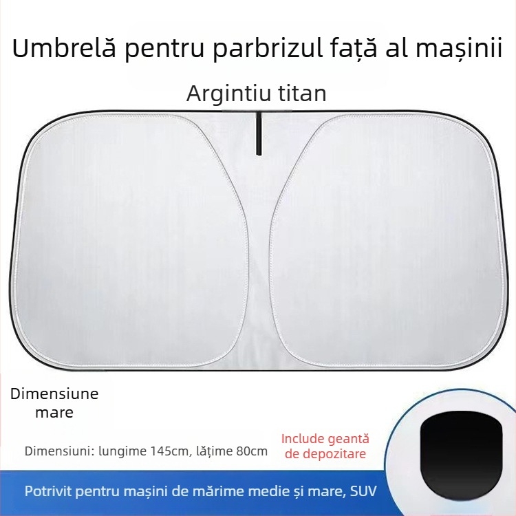 Parasolar parbriz frontal auto cu folie de aluminiu, montaj telescopic, potrivire universală, imprimare logo, personalizare