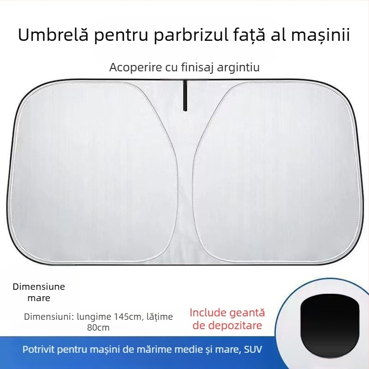 Parasolar parbriz frontal auto cu folie de aluminiu, montaj telescopic, potrivire universală, imprimare logo, personalizare