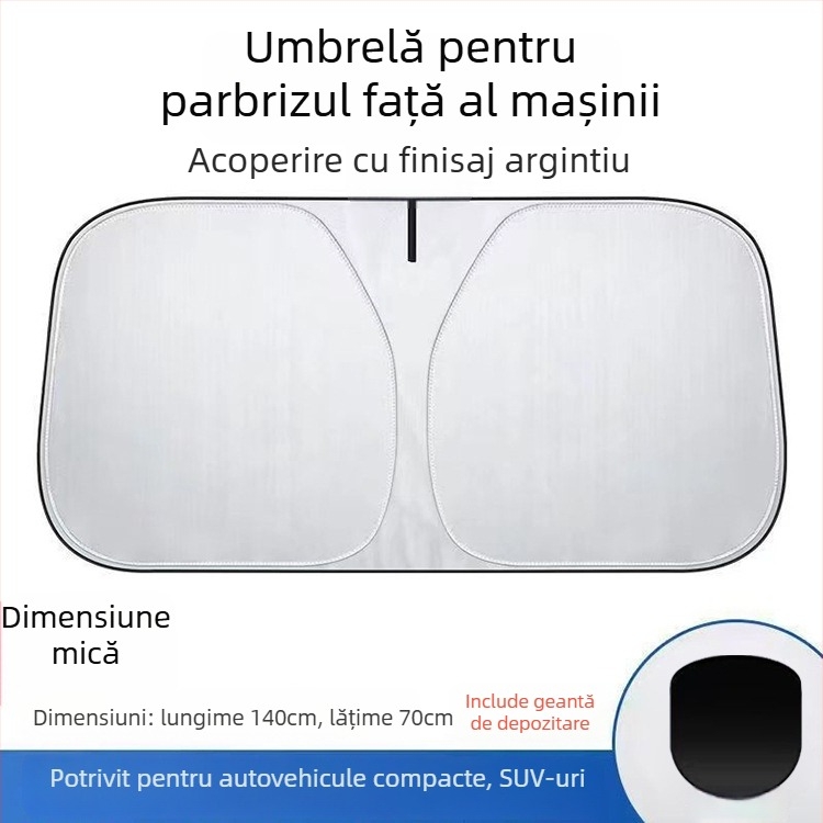 Parasolar parbriz frontal auto cu folie de aluminiu, montaj telescopic, potrivire universală, imprimare logo, personalizare