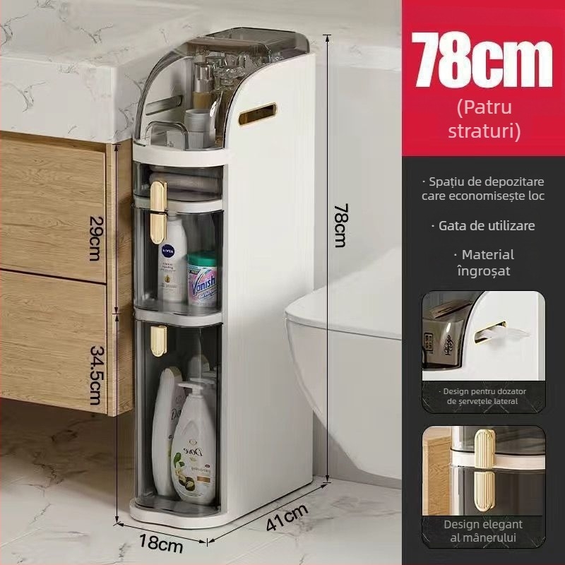 Dulap de baie pentru depozitare, model 7222, din polipropilenă, compartimentare îngustă