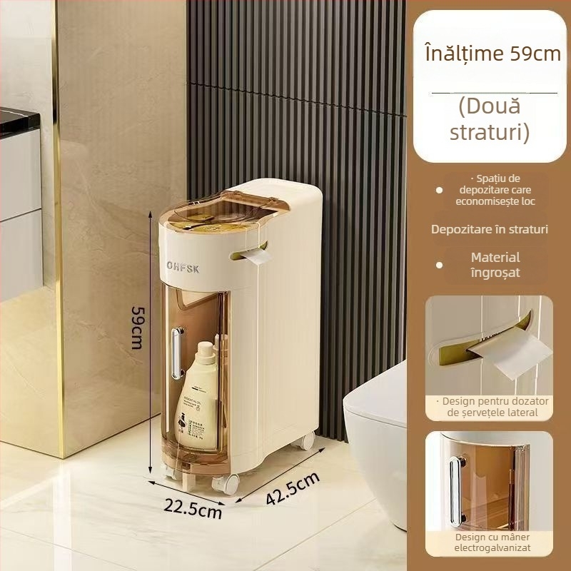 Dulap de baie pentru depozitare, model 7222, din polipropilenă, compartimentare îngustă